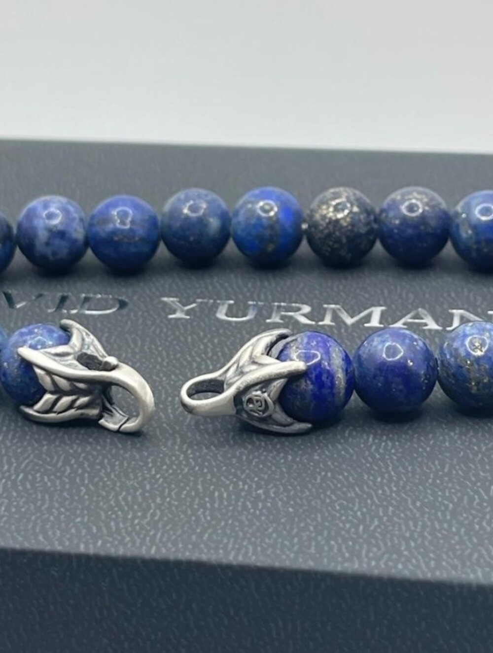 David Yurman 10mm Lapis Lazuli Men's Bracelet with Silver Clasp